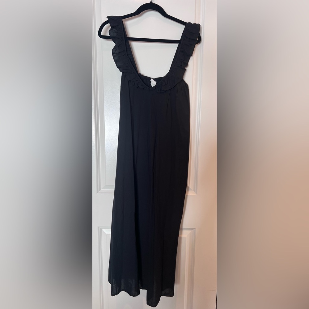 H & M Cotton Black Ruffle Dress. Size Small. Black.